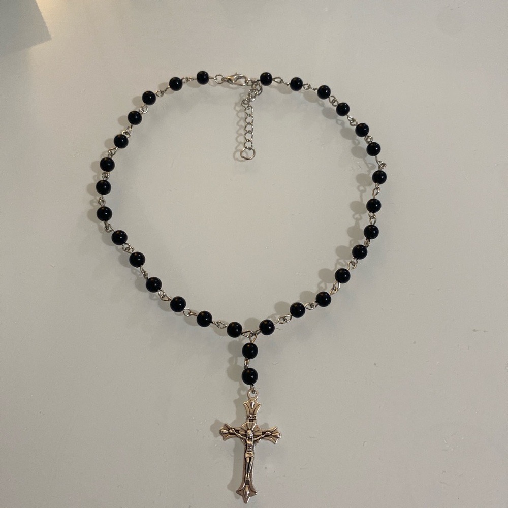carmen rosary style cross necklace